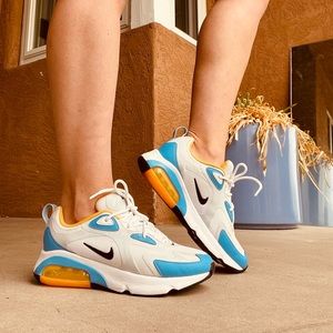 Nike Air Max 200 yellow, white and blue.
